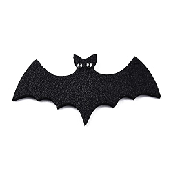 Black Halloween Theme Imitation Leather Pendants, Bat, Black, 28x54x2mm, Hole: 1.6mm