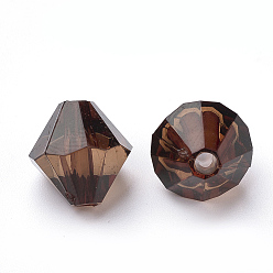 Coconut Brown Transparent Acrylic Beads, Bicone, Coconut Brown, 4x4mm, Hole: 1.2mm, about 17000pcs/500g