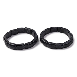 Синий Драгоценный Камень Синтетические эластичные браслеты из синих золотых камней для женщин и мужчин, бамбук, внутренний диаметр: 2-3/8 дюйм (6.15 см), бусина : 10.5~11x16.5~17.5x6.5~7 mm