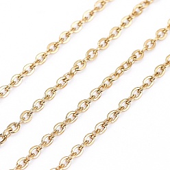 Настоящее золото 18K 3.28 ножки с вакуумным покрытием PVD 304 цепи из нержавеющей стали, пайки, Плоско-овальные, золотые, 1.6x1.3x0.3 мм