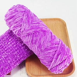 Magenta Wool Chenille Yarn, Velvet Hand Knitting Threads, for Baby Sweater Scarf Fabric Needlework Craft, Magenta, 3mm, about 87.49 Yards(80m)/Skein