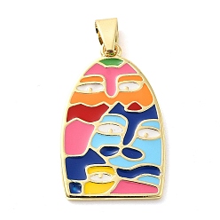Colorful Real 18K Gold Plated Brass Pendants, with Enamel, Arch Charm, Colorful, 27.5x17.5x2mm, Hole: 5.5x3.5mm