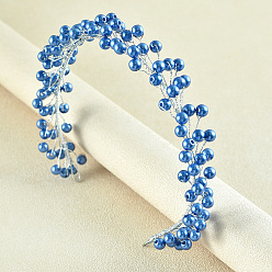 Blue Pearl Edition Ободок для волос с мягкой цепочкой из жемчужных кристаллов - свадебные аксессуары для волос.