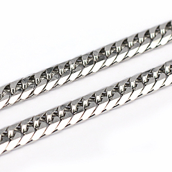 Stainless Steel Color 304 Stainless Steel Curb Chains, Unwelded, Faceted, Stainless Steel Color, 9x6.5x1.4mm