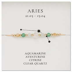 Aries Natural Gemstone Constellation Beaded Bracelets, Aries, Colorful, 11 inch(28cm)