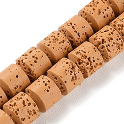 Сэнди Коричневый Нити синтетических бусин, окрашенных в лавовый камень, баррель, песчаный коричневый, 8~9x8~9 мм, отверстие : 1 мм, около 47 шт / нитка, 15.28'' (38.8 см)