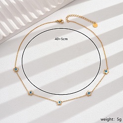 Золотой 201 Женские ожерелья-ключицы из нержавеющей стали с цветком от сглаза на каждый день, для вечеринок и отдыха, золотые, 15.75 дюйм (40 см)