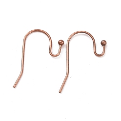 Red Copper Brass Hook Ear Wire, Lead Free & Cadmium Free & Nickel Free, Red Copper, about 11mm wide, 22mm long, 0.75mm thick