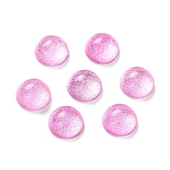 Бледно-Розовый Стеклянные кабошоны с гальванического покрытием, полукруглый, розовый жемчуг, 6x3 мм