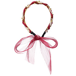 680006 Simple Headband Hair Accessories with Ribbon Bow and Rhinestone - Elegant and Stylish.