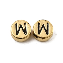 Letter W 304 из нержавеющей стали эмаль бисер, плоские круглые с буквы, золотые, Буква W, 8x3.5 мм, отверстие : 1.7 мм