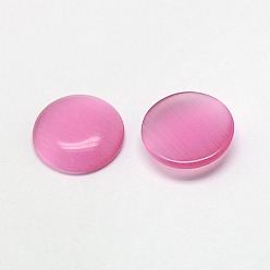 Hot Pink Cat Eye Cabochons, Half Round, Hot Pink, 10x3.5~3.8mm