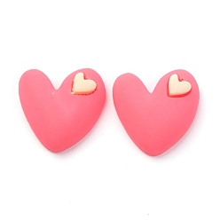 Ярко-Розовый Кабошоны из смолы, сердце, ярко-розовый, 19x19.5x7.5 мм