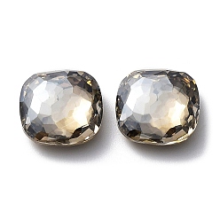 Satin K9 Glass Rhinestone Cabochons, Flat Back & Back Plated, Faceted, Square, Satin, 10x10mm
