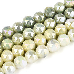 Темный Морско-зеленый Антикоррозийные гальванические стеклянные бусины, имитация драгоценных камней, круглые, с покрытием AB цвета, граненые, два тона, темно-зеленый, 9.5~10.2 мм, отверстие : 1.2 мм, около 55~57 шт / нитка, 14.17~14.96'' (36~38 см)