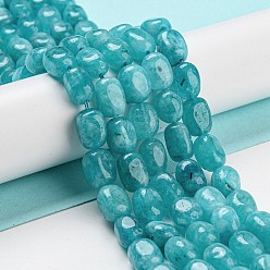 Dark Turquoise Natural Quartz Beads Strands, Dyed, Faceted, Oval, Dark Turquoise, 8~12x7~10x7~9mm, Hole: 1.2mm, about 35pcs/strand, 14.96''(38cm)