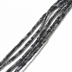 Snowflake Obsidian Natural Snowflake Obsidian Beads Strands, Column, 4.3~5.6x2.3~2.5mm, Hole: 0.9mm, about 82~86pcs/strand, 14.96~17.71 inch(38~45cm)