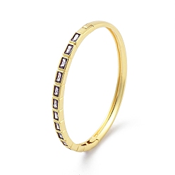 Лиловый Браслеты из латуни с микропаве из кубического циркония для женщин, долговечный, без свинца и без кадмия, реальный 18 k позолоченный, прямоугольные, сирень, внутренний диаметр: 2x2-3/8 дюйм (5.2x6.1 см)