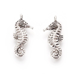 Argent Antique Breloque en alliage de style tibétain, sans plomb et sans cadmium, hippocampe, argent antique, 22x9x3mm, Trou: 1.5mm