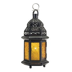 Gold Vintage Moroccan Decor Lanterns Hollow Windproof Iron Candle Holder, for Wedding Home Decoration Ramadan Gift, Gold, 11x10x22cm