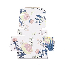 Flower Square Paper Gift Boxes, Folding Box for Gift Wrapping, Floral Pattern, 5.6x5.6x2.55cm