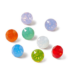 Mixed Color Opal Style K9 Glass Rhinestone Cabochons, Pointed Back & Back Plated, Diamond, Mixed Color, 8x5.5mm
