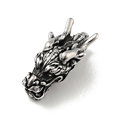 Antique Silver 304 Stainless Steel Pendants, Dragon, Antique Silver, 39x17.5x17mm, Hole: 6x9mm