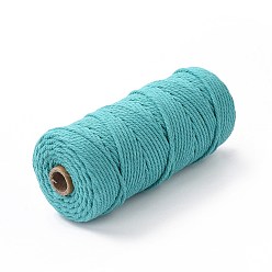 Medium Turquoise Cotton String Threads for Crafts Knitting Making, Medium Turquoise, 3mm, about 109.36 Yards(100m)/Roll