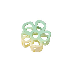 Light Green Hollow Flower Shape Gradient Baking Painted Plastic Claw Hair Clips, Hair Accessories for Women Girl, Light Green, 72mm