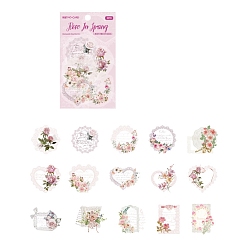 Old Rose 30Pcs Waterproof PET Hollow Lace Sticker Labels, Self-adhesive Flower Decorative Decals, for DIY Scrapbooking, Old Rose, 34~55mm