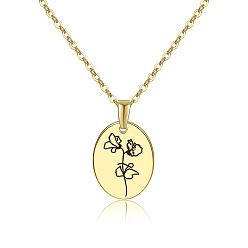 April Daisy 304 Stainless Steel Birth Month Flower Pendant Necklace, Floral Dainty Jewelry for Women, Golden, April Daisy, 17.72 inch(45cm)