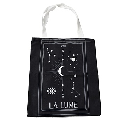 Moon Canvas Tote Bags, Reusable Polycotton Canvas Bags, for Shopping, Crafts, Gifts, Star, Moon, 59cm