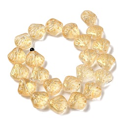 (932FM) Темно-синий аква-матовый с подкладкой Бусы лэмпворк ручной работы, формы раковины, темно-золотистые, 17x18x9~10 мм, отверстие : 1.2 мм, около 22 шт / нитка, 16.14'' (41 см)