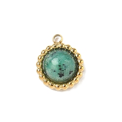 Африканский Бирюза(яшма) Полукруглые подвески из натуральной африканской бирюзы (яшмы), с 304 фурнитурой из нержавеющей стали, реальный 18 k позолоченный, ионное покрытие (ip), 10.5x9x4.5 мм, отверстие : 1.2 мм