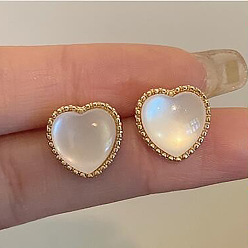 5531501 Minimalist Vintage Heart Stud Earrings with Diamonds and Pearls