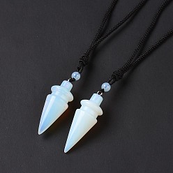 Opalite Opalite Cone Pendant Necklace with Nylon Cord for Women, 32.28~34.25 inch(82~87cm)