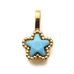 Небесно-голубой 304 из нержавеющей стали горный хрусталь подвески, ионное покрытие (ip), звезды прелести, голубой, 14.5x8.5x3.5 мм, отверстие : 4.5x2.5 мм