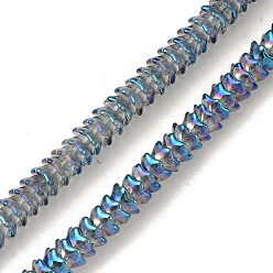 Cornflower Blue Electroplate Transparent Glass Beads Strands, Full Rainbow Plated, Flower, Cornflower Blue, 12x11x7mm, Hole: 1.2mm, about 134pcs/strand, 24.80 inch(63cm)