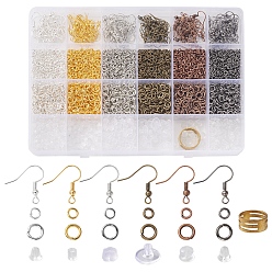 Mixed Color DIY Earring Making Finding Kit, Including Brass Earring Hooks & Jump Rings & Ring Tools, Plastic Ear Nuts, Tweezers, Mixed Color, 3568Pcs/box