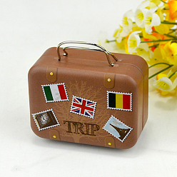 Sandy Brown Mini Iron Suitcases, Miniature Vintage Luggage, Dollhouse Decorations, Rectangle, Sandy Brown, 75x55x35mm