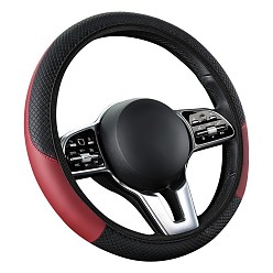Темно-Красный Чехол на руль из искусственной кожи, противоскользящее покрытие, универсальная защита колеса автомобиля, темно-красный, 380 мм