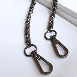Gunmetal Iron Handbag Chain Straps, with Alloy Clasps, for Handbag or Shoulder Bag Replacement, Gunmetal, 100x0.7x0.7cm