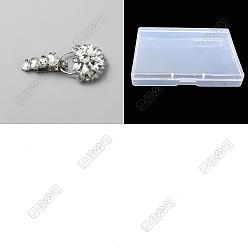 Platine 2Fermoirs à pression en alliage de strass à motif floral (pièces), accessoires pour manteaux, platine, 100mm, fermoir: 53.5x18x18.5mm et 56.5x49x20.5mm, Trou: 2.5mm
