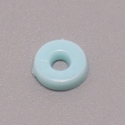 Light Sky Blue Opaque Acrylic Beads, Flat Round, Light Sky Blue, 6x1.5mm, Hole: 2mm, about 830pcs/bag