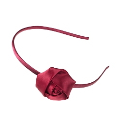 Red Fabric Rose Decor Hair Bands, VValentine's Day Wedding Holiday Costume Party, Red, 365mm