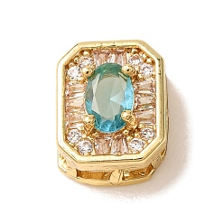 Bleu Ciel Foncé Micro cuivres ouvrent zircone cubique liens multi-brins, rectangle, plaqué longue durée, crémaillère plaquage, or, bleu profond du ciel, 11x9x6.5mm, Trou: 7.5x1.5mm