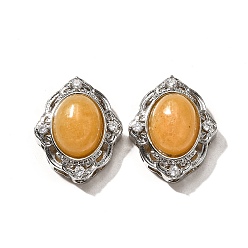 Нефрит Многорядные звенья из натурального желтого нефрита, цветок, с латунными микро проложить кубических выводы циркония, стойки покрытие, без свинца и без кадмия, 21x17.5x9.5 мм, отверстие : 1.8 мм