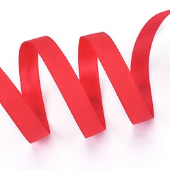 Красный 1 рулон односторонней полиэстеровой атласной ленты, для подарочной упаковки, партия украсить, вспомогательное оборудование ювелирных изделий, красные, 3/8 дюйм (10 мм), о 20yards / рулон (18.288 м / рулон)
