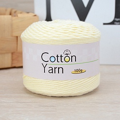 Light Goldenrod Yellow Cotton Yarn, for DIY Crochet Crafts, Light Goldenrod Yellow, 2.5~3mm