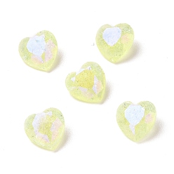Нарцисс Стеклянные кабошоны со стразами в стиле лунного света, задние и задние, сердце, бледно-желтый цвет, 8x8x4 мм